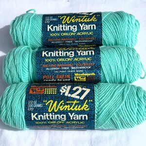 Wintuck Yarn Skeins 4 ply Nile Green, Lot of 3 Knitting Crochet